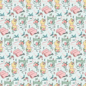 Poppie Cotton - Granny's Sewing Room: Sewing Room Blue