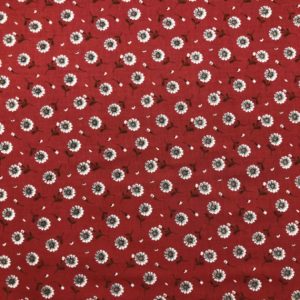 1.1m Poppie Cotton - Sunshine Camomile Red Floral