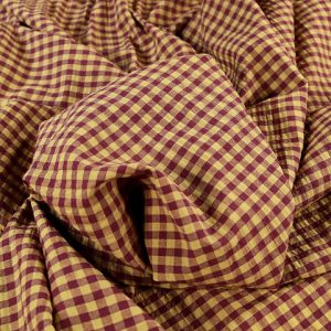 Fabric Godmother Rowan Gingham Seersucker - Chartreuse & Burgundy