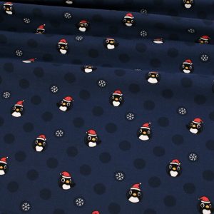 Christmas Cotton Jersey - Penguins Navy