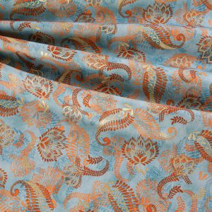 Robert Kaufman Fabrics - Golden Feathers Aqua Metallic