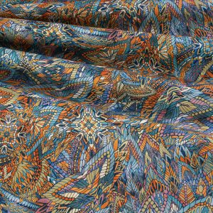 Robert Kaufman Fabrics - Golden Feathers Peacock Metallic