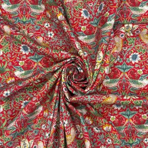 Strawberry Thief Cotton Jersey - Crimson