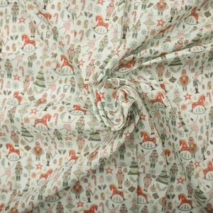 Christmas Polycotton - Nutcracker on Light Green