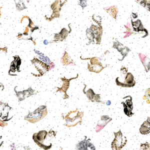 Maywood Studio Fabrics - Whiskers & Paws Cats White