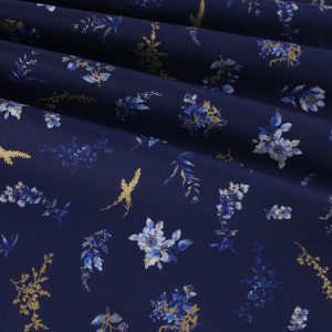 Robert Kaufman Fabrics - Cobalt Bliss Gold Metallic: Navy Sprigs