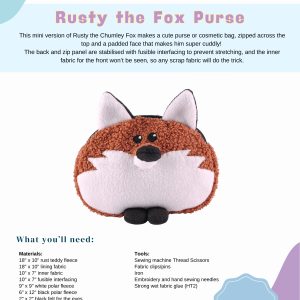 The Chumleys! Rusty the Fox Zip Purse Sewing Pattern - Paper Pattern and Instructions