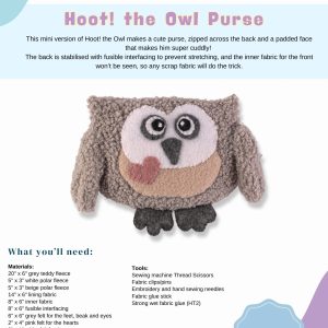 The Chumleys! Hoot! The Owl Zip Purse Sewing Pattern - Paper Pattern and Instructions
