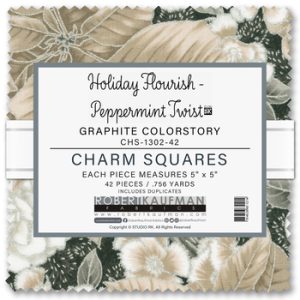 Robert Kaufman - Holiday Flourish 5" Charm Pack Silver