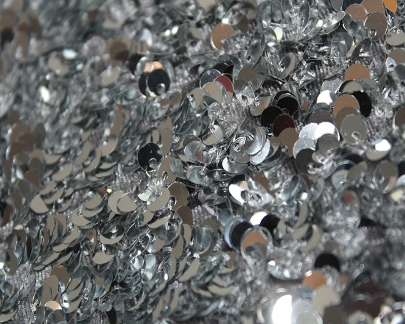 Velvet Backed Sequins - Silver - Image 3