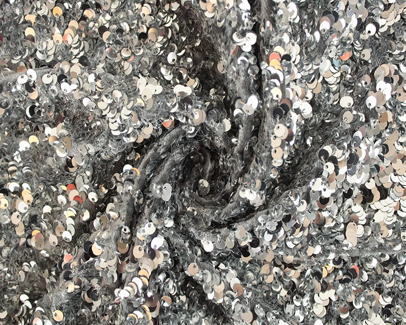 Velvet Backed Sequins - Silver
