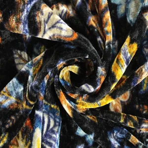 Printed Stretch Velour Paisley Floral