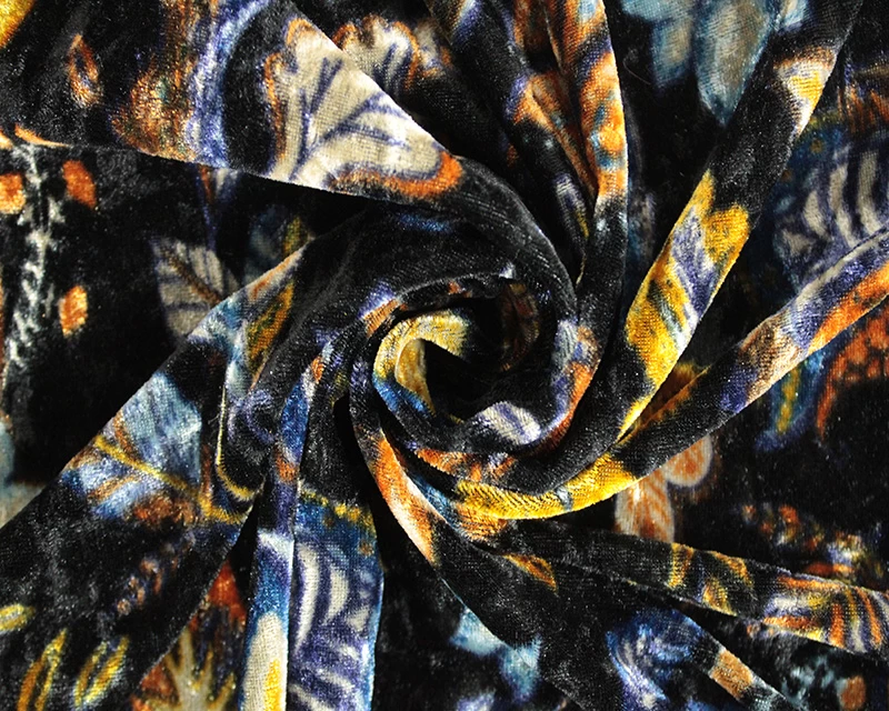 Printed Stretch Velour Paisley Floral