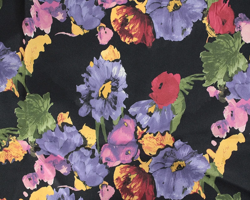 Viscose Satin Floral Print - Purple Floral - Image 2