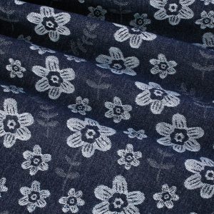 Washed Denim Jacquard - Flowers