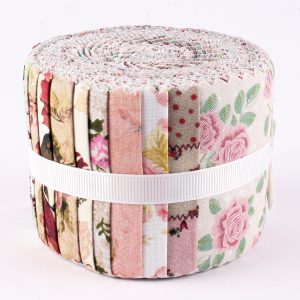 Fabric Strip Rolls - Soft Pink Floral (20 Pieces 2.5" wide)