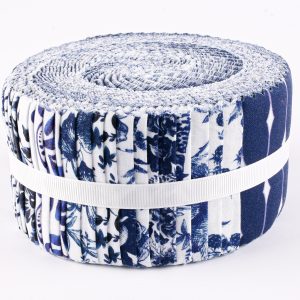 Fabric Strip Rolls - Blue Floral (40 Pieces 2.5" wide)