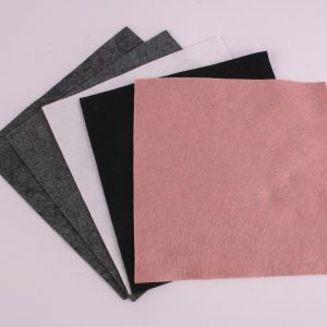 Five x 6" Wool/Viscose Felt Squares - Grey, Black, White and Pink