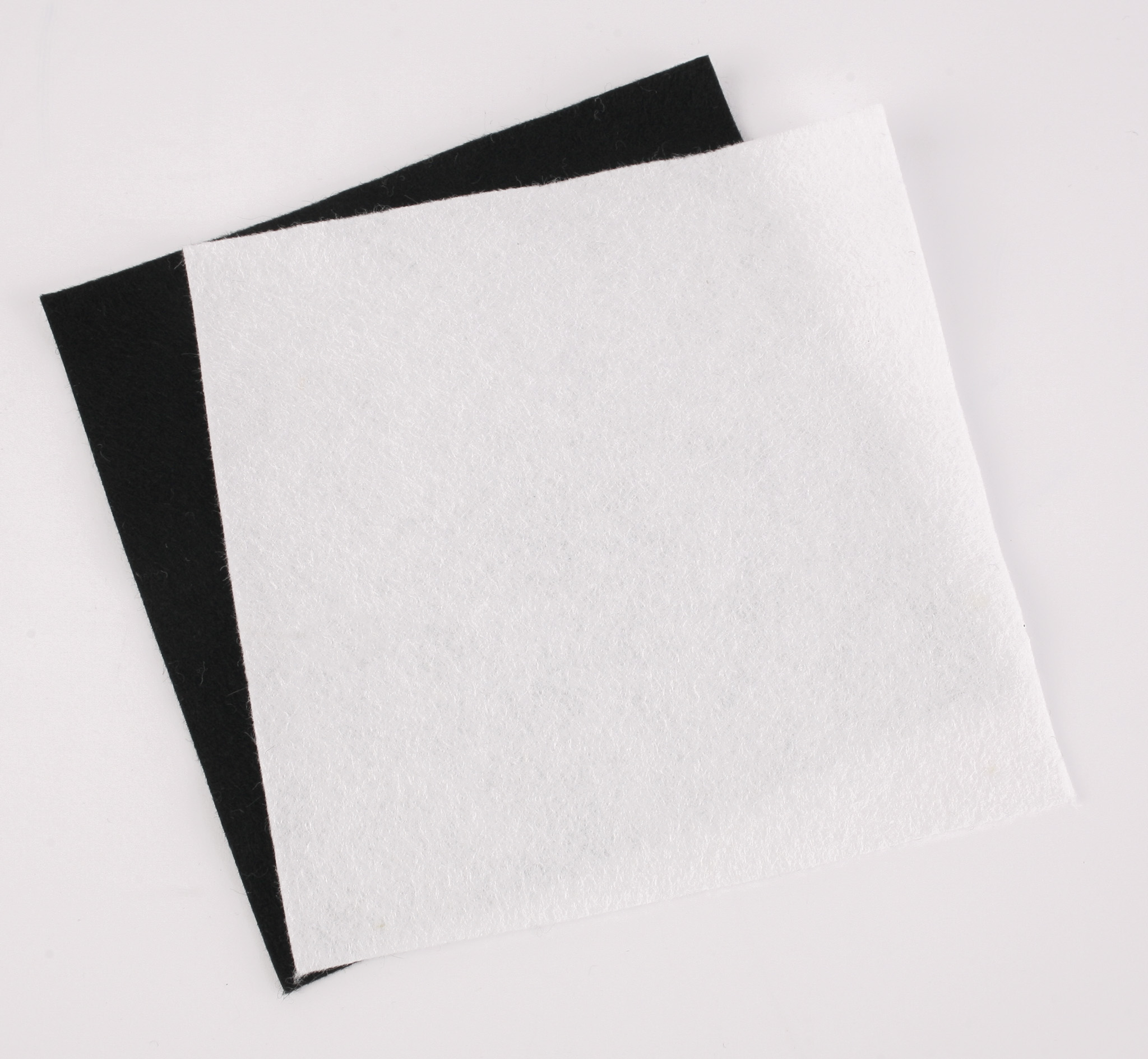 Two x 6" Wool/Viscose Felt Squares - Black and white