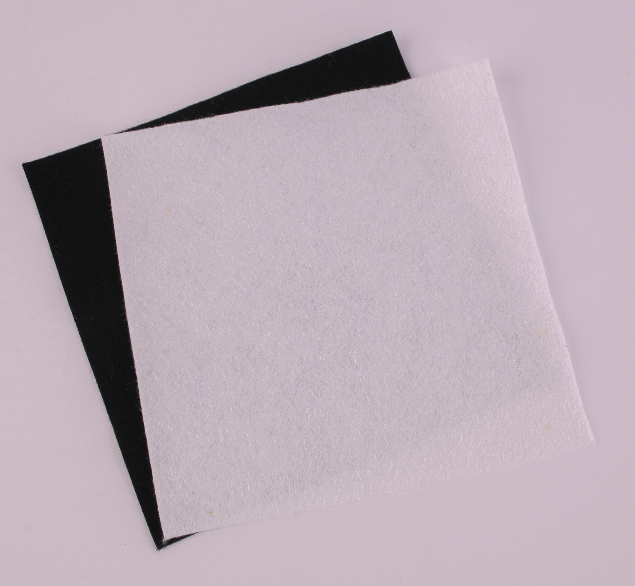 Two x 6" Wool/Viscose Felt Squares - Black and white