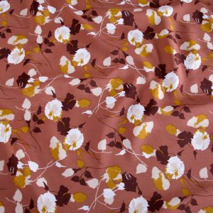 EOB 1m Rose Pink Polyester Leaves Print