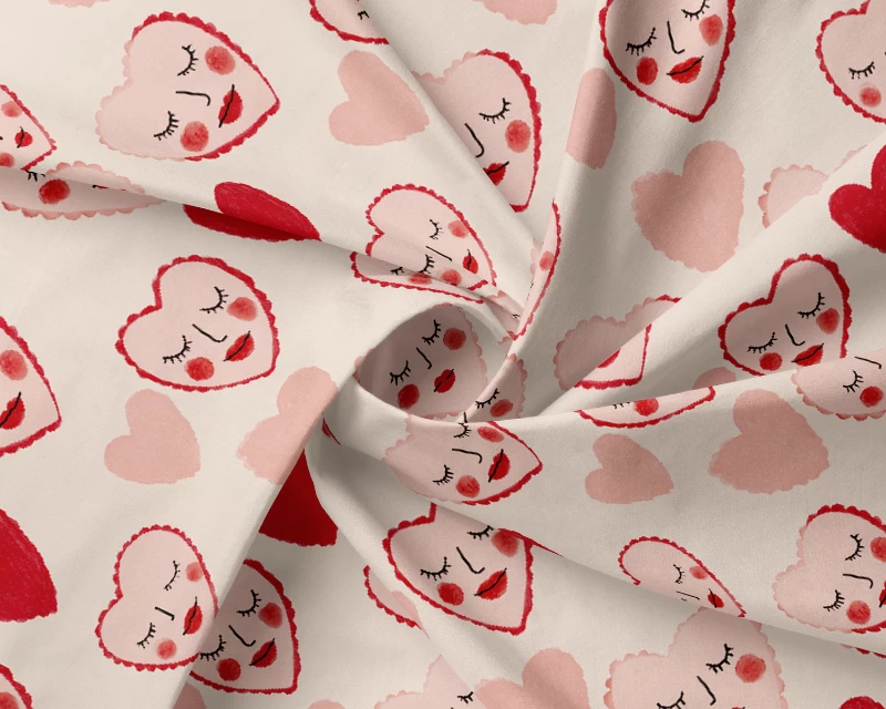 Little Johnny Digital Print Cotton Heart Faces