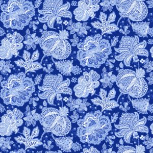 FIGO Fabrics - Delft Dynasty Royal Blue Floral