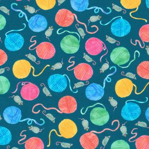 Robert Kaufman Fabrics - Whisker Wonderland Mice and Yarn