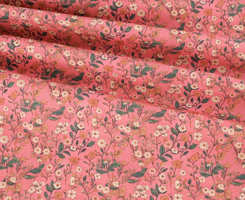 Cotton Poplin Floral - Vibrant Coral Pink