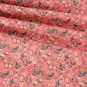 Cotton Poplin Floral - Vibrant Coral Pink