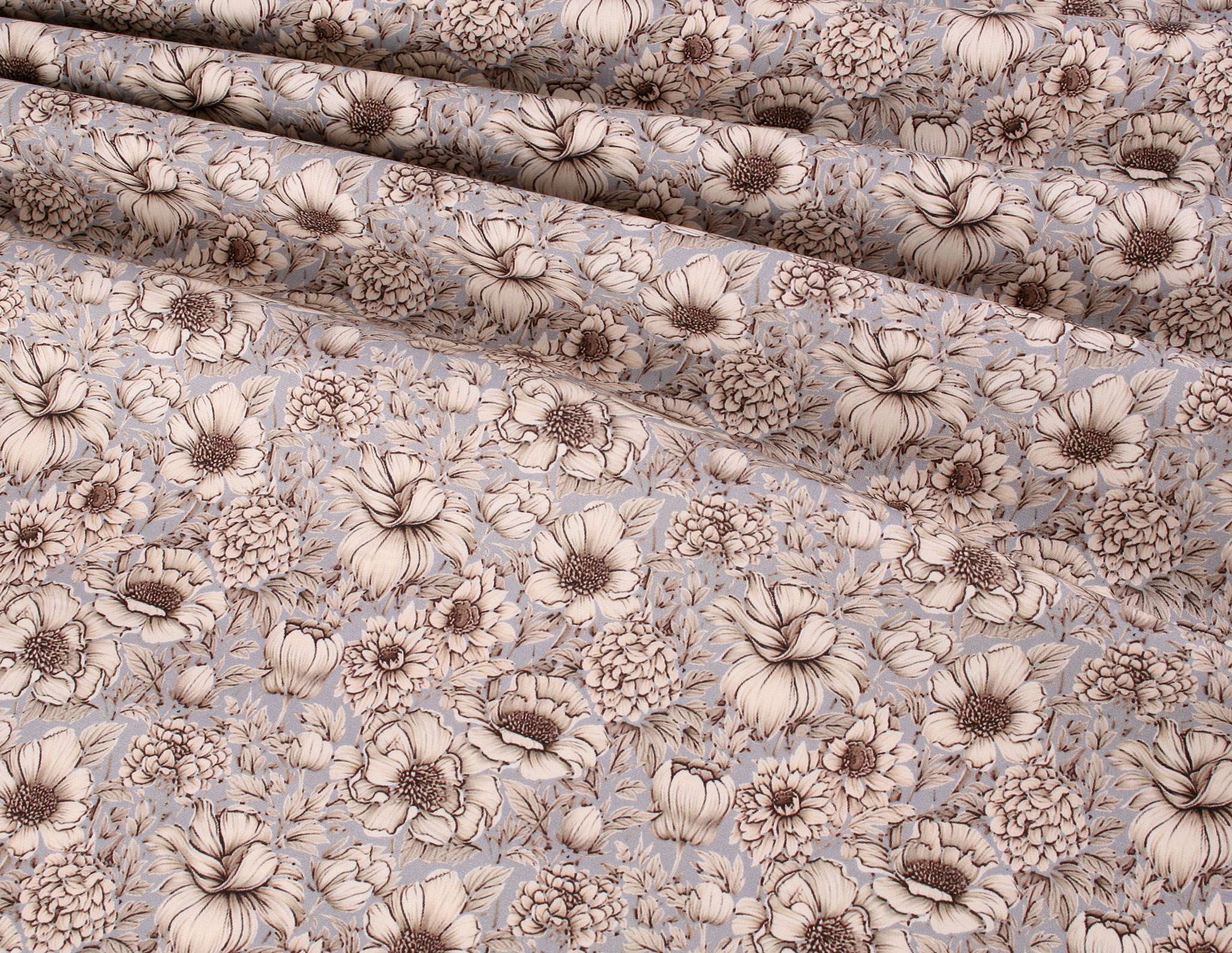 Cotton Poplin Floral - Washed on Blue