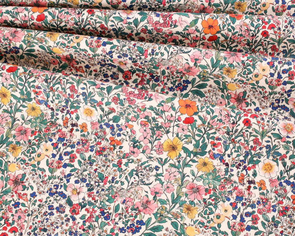 Cotton Poplin Floral - Vibrant Meadow White