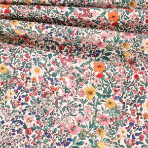 Cotton Poplin Floral - Vibrant Meadow White