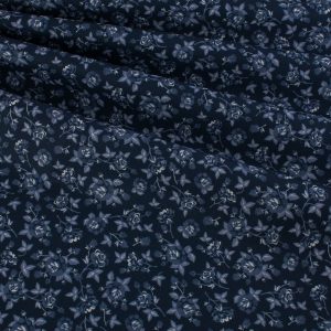 Poppie Cotton - Lakeland Blues Elegant Roses Dark Blue
