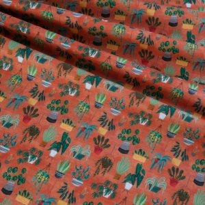 Clothworks Homebodies - House Plants Rust