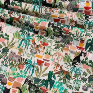 Clothworks Homebodies - Hidden Cats and House Plants