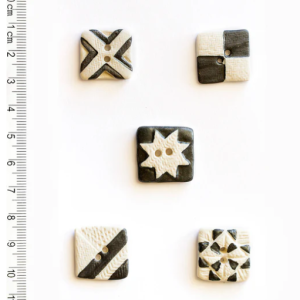 Incomparable Buttons - Handmade Black and White Quilt Squares