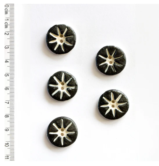 Incomparable Buttons - Handmade Black Star Circles
