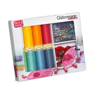 Gutermann Thread Gift Set With Fabric Clips & Pins - 8 Reels