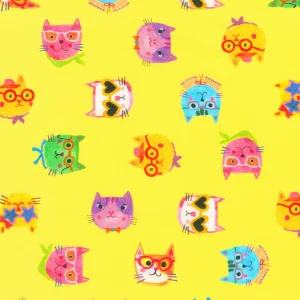 Robert Kaufman Fabrics - Whisker Wonderland Cool Cats Yellow