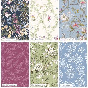 The V&A - Pressed in Time Organic Cotton: Fat Quarter Pack Dusk Petals