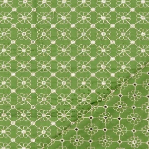 Cotton Embroidered Voile Floral - Grass Green