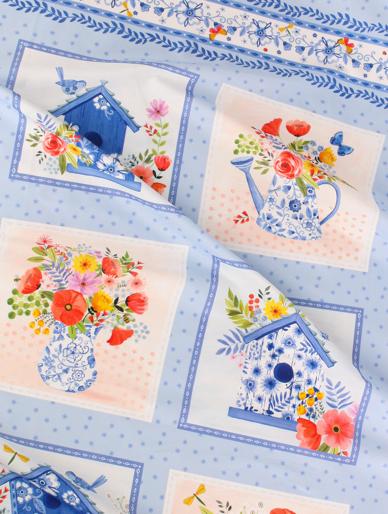 3 Wishes Fabrics - Buzzing Around the Garden Fabric Panel