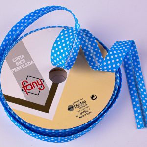 Bias Binding - 18mm Blue Spot - 25m roll