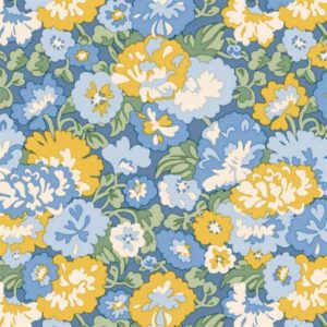 NEW Liberty Fabrics Palace Garden Collection - Buckingham Blooms Mustard and Blue