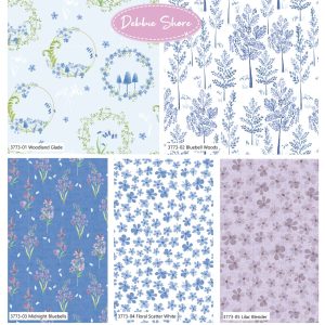 PRE ORDER Debbie Shore Bluebell Hollow Organic Cotton - 5 Fat Quarters GLADE