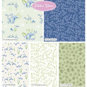 PRE ORDER Debbie Shore Bluebell Hollow Organic Cotton - 5 Fat Quarters WOODS