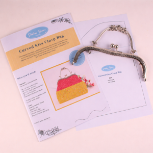 Curved Kiss Clasp Bag Frame and Instructions - Silver - HALF PRICE!