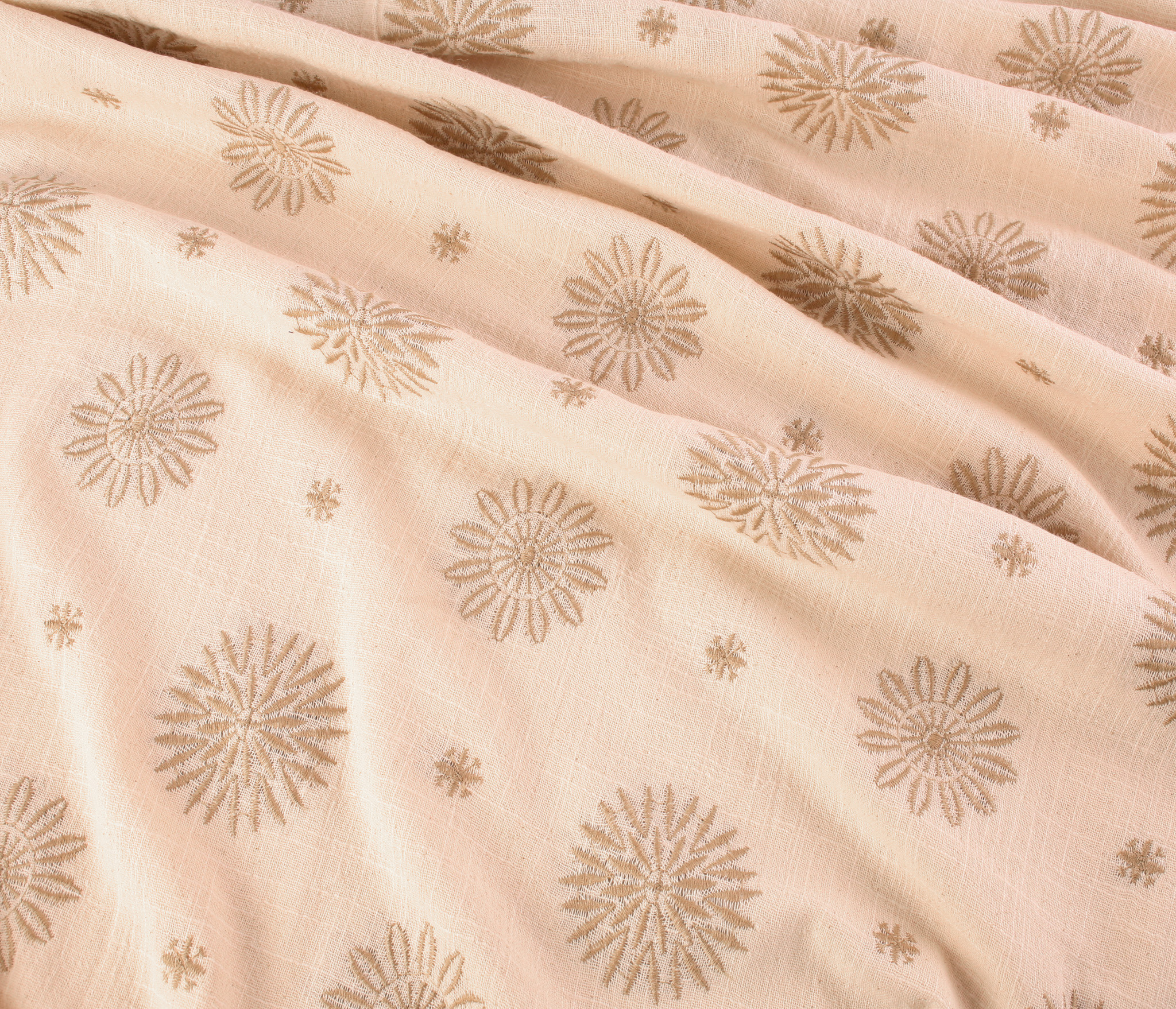 Sofia Indian Cotton Embroidery Fabric - Beige