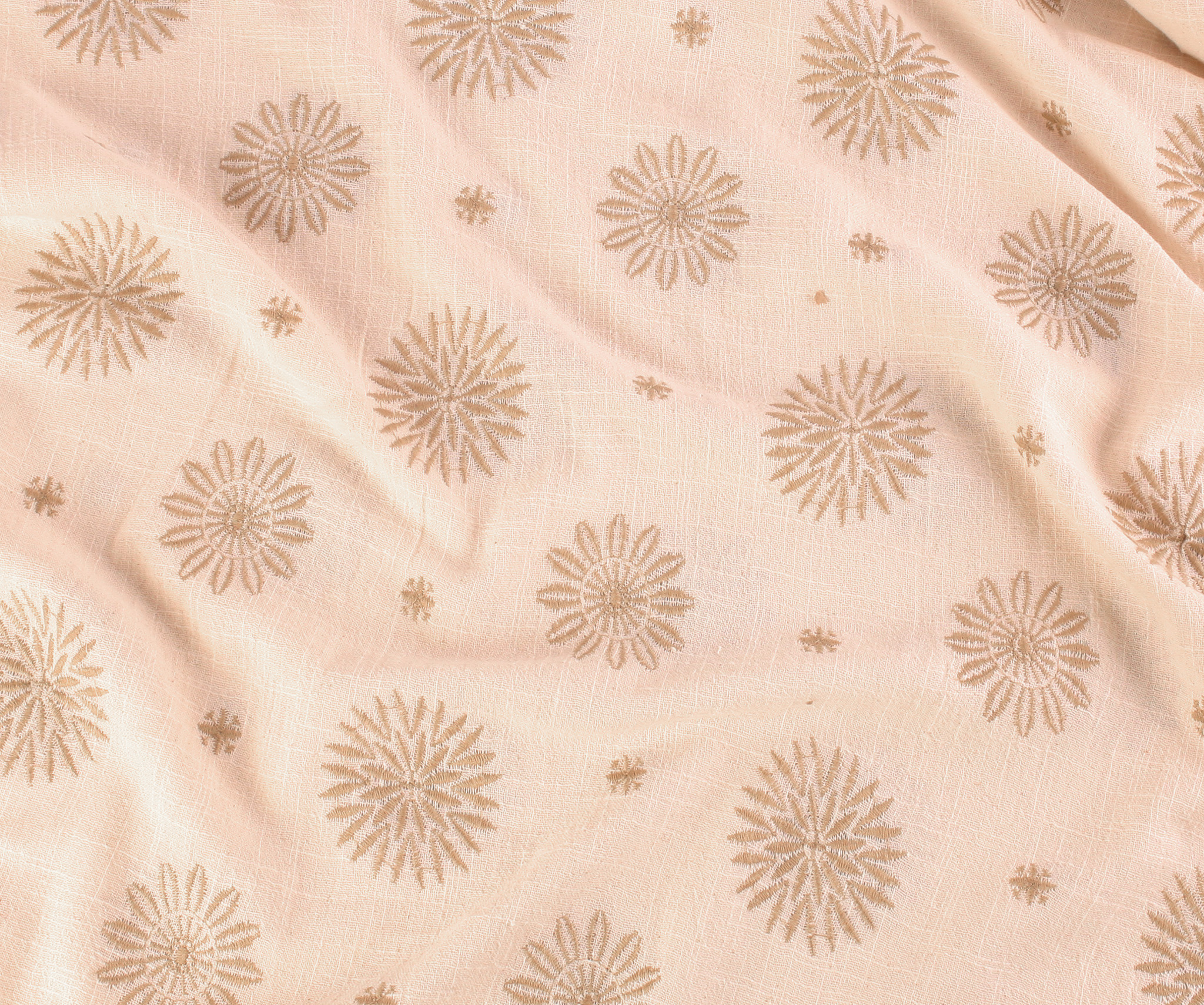 Sofia Indian Cotton Embroidery Fabric - Beige - Image 2